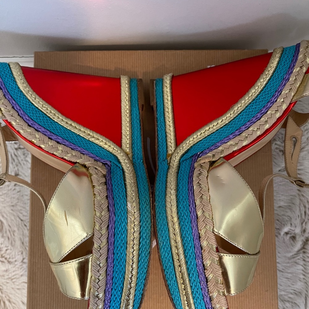 Christian louboutin tortolita gold wedges 140mm - Picture 9 of 10